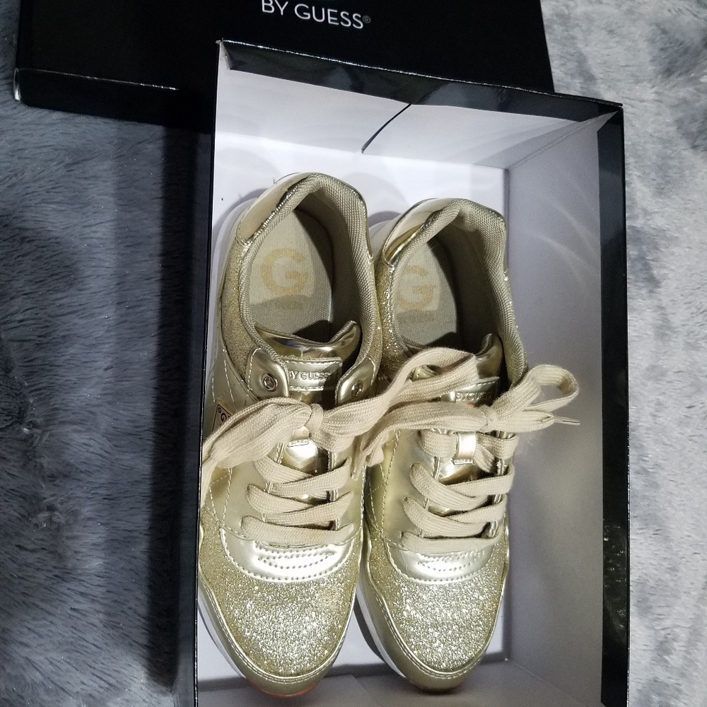 Guess Gold Womens Sneakers with gold glitter